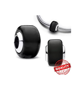 Siyah Murano Cam Charm 925 Ayar