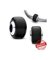 Siyah Murano Cam Charm 925 Ayar