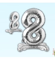 8 Rakam Ayaklı Folyo Balon, 65 cm - Gümüş (STD)
