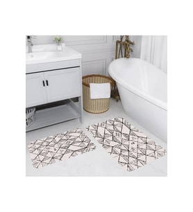 Rovigo Home Dijital Baskılı 2'li Banyo paspas Takımı RVG5167 (Bej)