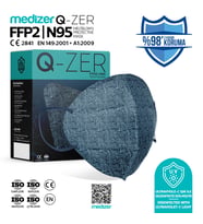 Qzer Lacivert Dalga Desenli FFP2 N95 Maske - 20 Adet