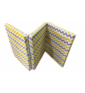 Katlanır Yer Yatağı Sünger Yatak SARI GRİ ZİKZAK 80x180 Cm-7 CM Tek Kişilik