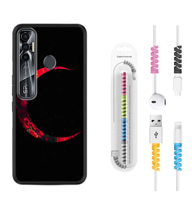 Tecno Spark 6 6 Go 8C 8 Pro 7 7 Pro Kılıf Kablo Koruma Spiral Silikon Red Moons 1747