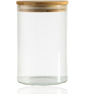 600 Ml Çizgili Kavanoz - Yuvarlak Ahşap Kapaklı Hava Geçirmez, Tatlı, Baharat, Gıda Saklama Kabı, Kokusuz Dayanıklı Cam Saklama Kabı, Kavanoz
