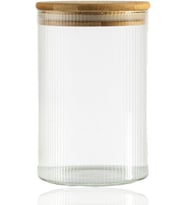 600 Ml Çizgili Kavanoz - Yuvarlak Ahşap Kapaklı Hava Geçirmez, Tatlı, Baharat, Gıda Saklama Kabı, Kokusuz Dayanıklı Cam Saklama Kabı, Kavanoz