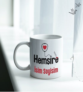 Kişiye Özel İsim ve Fotoğraf Baskılı Hemşire Temalı Kupa Bardak No:004