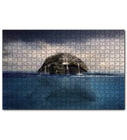 Cakapuzzle Deniz Kaplumbağası Sırtında Ada ve Şelaleler Görsel  Puzzle Yapboz MDF (Ahşap) (120 Parça)