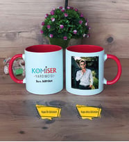 Komiser Yardımcısı Kupa Bardak Kırmızı Fotoğraflı Polis Günü Hediyesi