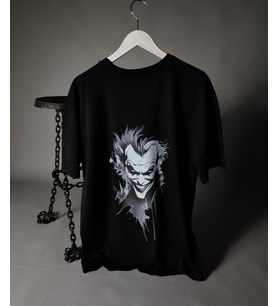 Joker Baskılı Unisex Oversize Tişört (Siyah)