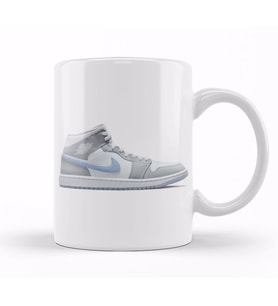 Jordan 1 Mid Wolf Grey Aluminum Kupa Bardak Porselen