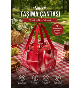 Esnature Piknik ve Yemek Taşıma Çantası Duck Kumaş Leke Tutmaz Sıvı Geçirmez Tencere Çantası