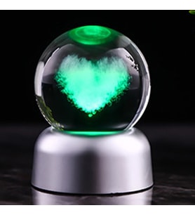 Renk Değiştiren Kalp Temalı Işıklı Cam Küre 8cm*6cm