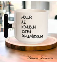 Hesaplısı Burada Nolur Az Konuşun Zaten Dinlemiyorum Espirili T Kulplu Baskılı Kupa Bardak