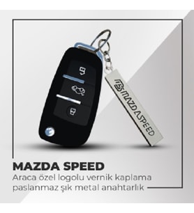 Mazda Speed Uyumlu 3D Metal Paslanmaz Metal Araç Otomotiv Anahtarlığı - Siyah