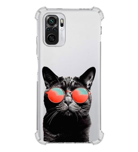 PrintiFy Xiaomi Redmi Note 10 Uyumlu Kedi 3 Baskılı Şeffaf Köşe Korumalı Antişok Kılıf
