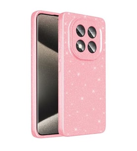 Coverzone Xiaomi Redmi Note 14 Pro Plus ile uyumlu Z-Jelly K?l?f Kamera Korumal? Simli I??lt?l? Renkli Parlak Silikon Kapak - A�?k Pembe