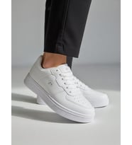 Unisex Spor Ayakkabı Rahat Yumuşak Taban Kaymaz Günlük Bağcıklı Sneaker 408 (Beyaz)
