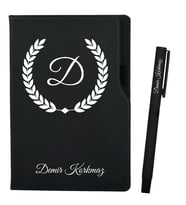 Kişiye Özel Babama Hediye Siyah Defter ve Roller Kalem Hediye Seti