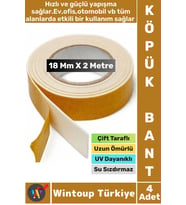 İç Mekan Süper Güçlü Yapışkan Duvar Ahşap Çok Yönlü Çift Taraflı Köpük Bant 18 Mm X 2 Metre 4 Adet