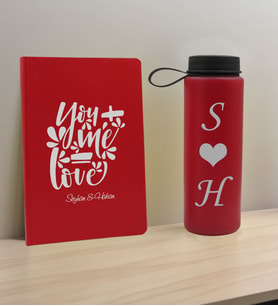 BK Gift Sevgiliye Özel İsimli Kırmızı Defter ve Cam Matara Hediye Seti-10, Sevgiliye Hediye, Sevgililer Günü, Yeni İş Hediyesi