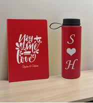 BK Gift Sevgiliye Özel İsimli Kırmızı Defter ve Cam Matara Hediye Seti-10, Sevgiliye Hediye, Sevgililer Günü, Yeni İş Hediyesi