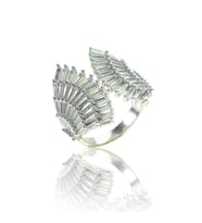 Baget taşlı yelpaze modeli ayarlamalı yüzük SGTL7752 (Gümüş)