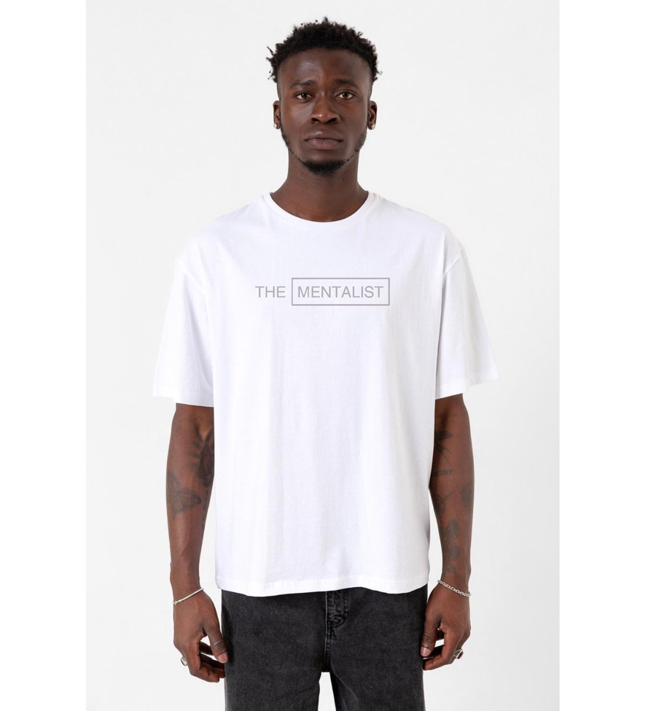 The Mentalist Lettern Beyaz Erkek Oversize Tshirt