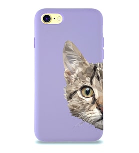 Apple iPhone 8 Uyumlu Lansman Kılıf Catface Tasarımlı Altı Kapalı İçi Kadife Kaplı Silikon Kapak (Şeffaf)