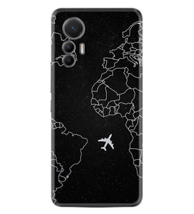 Xiaomi 12 Lite Kılıf Resimli Desenli Silikon Platinium Series Black Plane 1868