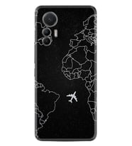Xiaomi 12 Lite Kılıf Resimli Desenli Silikon Platinium Series Black Plane 1868