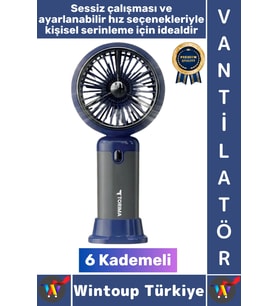#Vantilatör Kompakt Sessiz Yoğun Üflemeli 6 Kademeli Şarjlı Turbo Mini Masa Üstü El Fanı Vantilatör