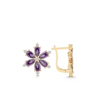 Gümüş Gold Mor Lotus Çiçeği Kadın Küpe CSR2184878