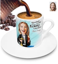 Nihayetinde Avukat Kolay Yetişmiyor Kişiye Özel Karikatürlü Türk Kahvesi Fincanı (Beyaz)