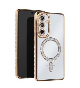 Galaxy S25 Kılıf Joke Simli Magneticsafe Kılıf - Gold