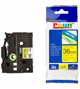 PUUN®Brother P-Touch TZE-661 36MM x 8m Sarı Üzerine Siyah Muadil Laminasyon Etiket Şeridi (Çok Renkli)