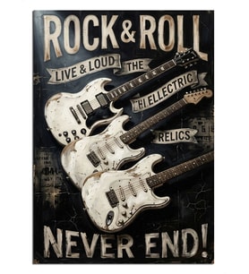 Rock And Roll Elektro Gitarlar Poster Dekoratif Kanvas - Mdf Ahşap Tablo