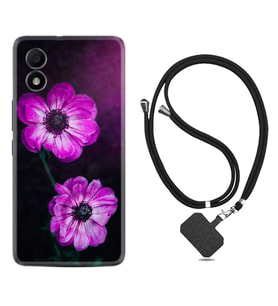 TCL 303 Kılıf Resimli Boyun Askılı İpli Desenli Silikon Series Çiçekler 1869