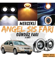 Vw Bora 1998-2006 Uyumlu Mercekli Angel Sis Farı Metal 76 mm Turuncu Halkalı Gündüz Farı 2 Adet