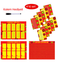 4'lü Çarpım Tablosu Seti - Kalem Hediyeli (Taraftar Sarı Kırmızı) (Çok Renkli)