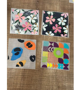 4 ADET 11X11 CM ÜTÜ İLE YAPIŞAN ÇİÇEKLİ TRANSFER BASKI SET TİŞÖRT BASKI