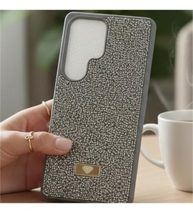Coverzone Samsung Galaxy A26 ile Uyumlu Elmas Desen Ta?l? K?l?f � 2 mm Kamera �?k?nt? Koruma, I??lt?l? L�ks ??k Darbe Emici Kapak Naturel Titanyum