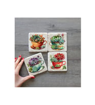 bilge tasarım Stone Decor Taş Bardak Altlığı 4'lü Set 10x10x1 Cm desenli