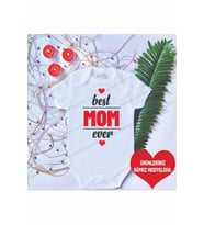 Unisex Bebek Baskılı Best Mom Ever %100 Pamuklu Çıtçıtlı Body Zıbın