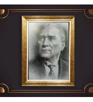 Özel Seri Paspartulu Çerçeveli Atatürk Tablo l150 (Gold)