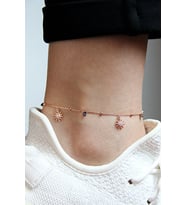 Güneş Motifli 925 Ayar Gümüş Rose Halhal - 41002802