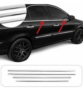 Fiat Marea 2008 Üzeri Krom Cam Çıtası 4 Parça Paslanmaz Çelik