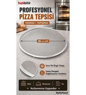 ByMyHand Metal Sanayi Tipi Profesyonel Pizza Tepsisi 28 Cm