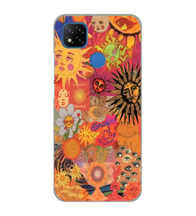 Redmi 9C / Redmi 10A Uyumlu Vintage Kolaj Desenli Şeffaf Telefon Kılıfı