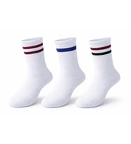 Unisex Beyaz Tenis Çorabı  Çizgili, Pamuklu Uzun Spor Çorabı