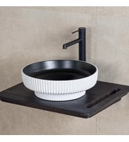 LENA TEZGAHÜSTÜ LAVABO (MAT SİYAH-BEYAZ) E-W1501MSB (Siyah - Beyaz)